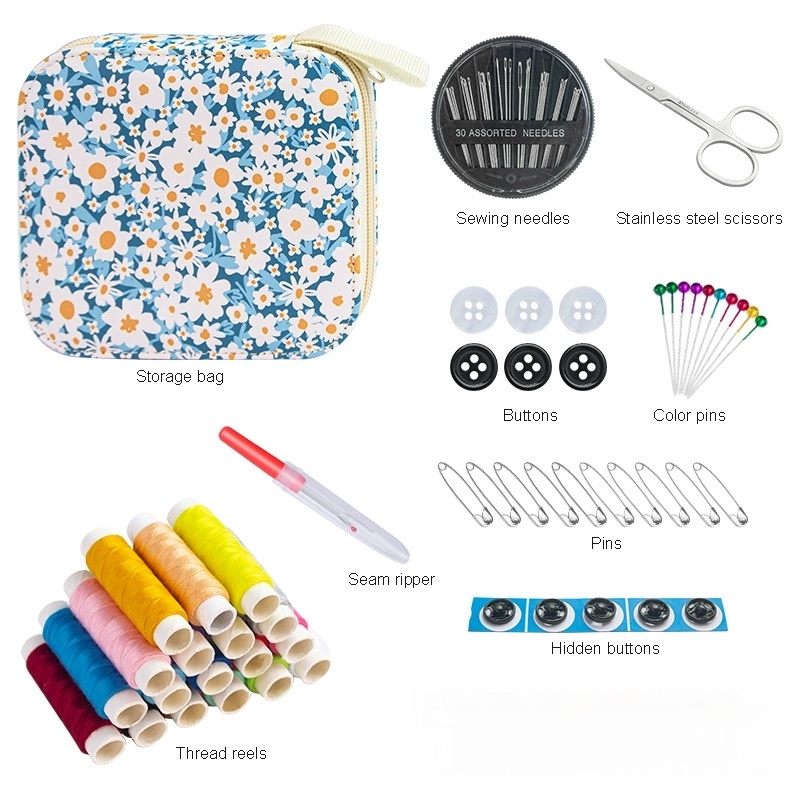 Mini Floral Sewing Kit Portabl - Travel Accessories To Sew ulasan dan harga