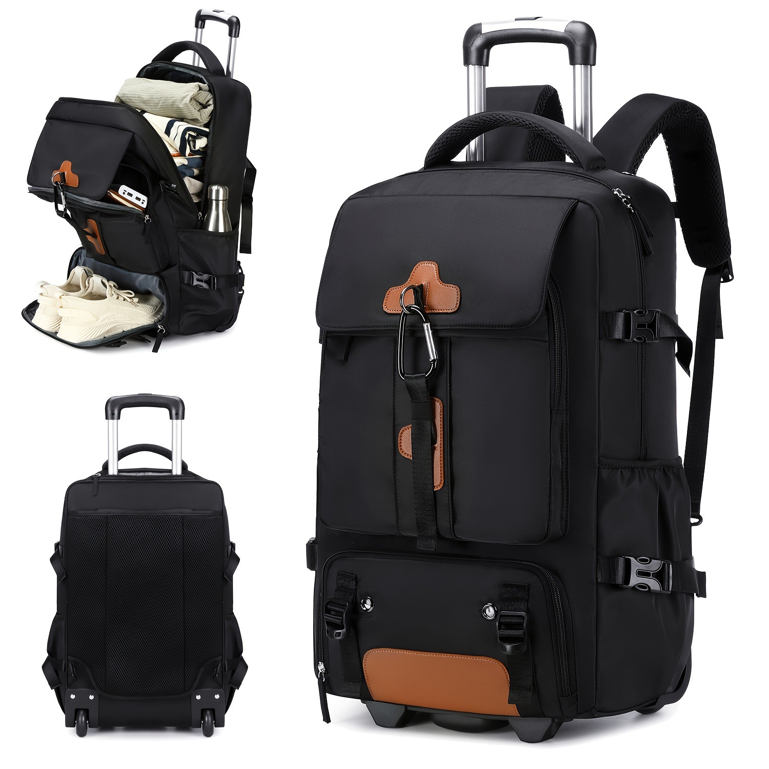 Rolling Backpack Large Capacit - Travel Accessories Bag For Men ulasan dan harga