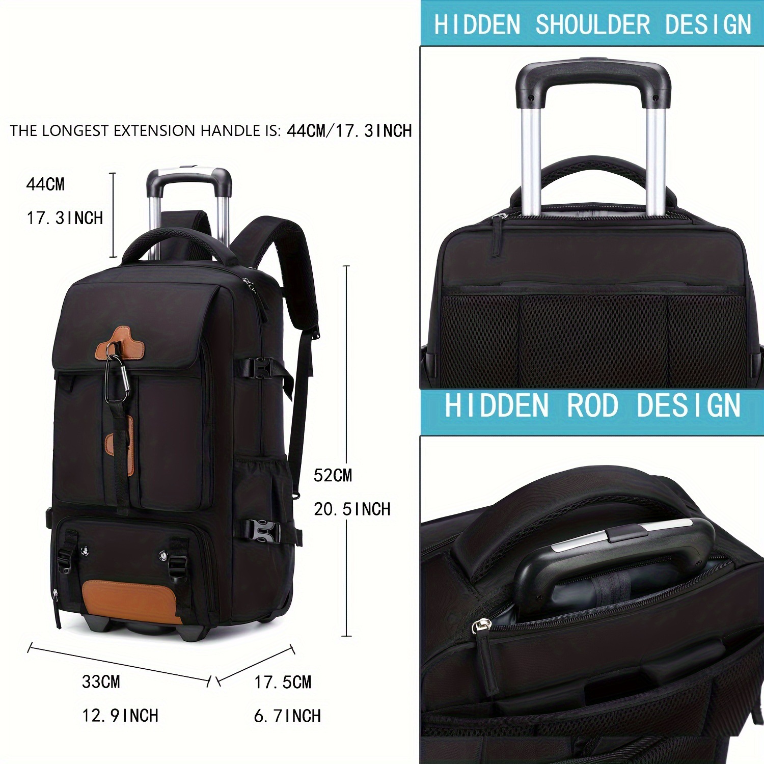 Rolling Backpack Large Capacit - Travel Accessories Bag For Men ulasan dan harga