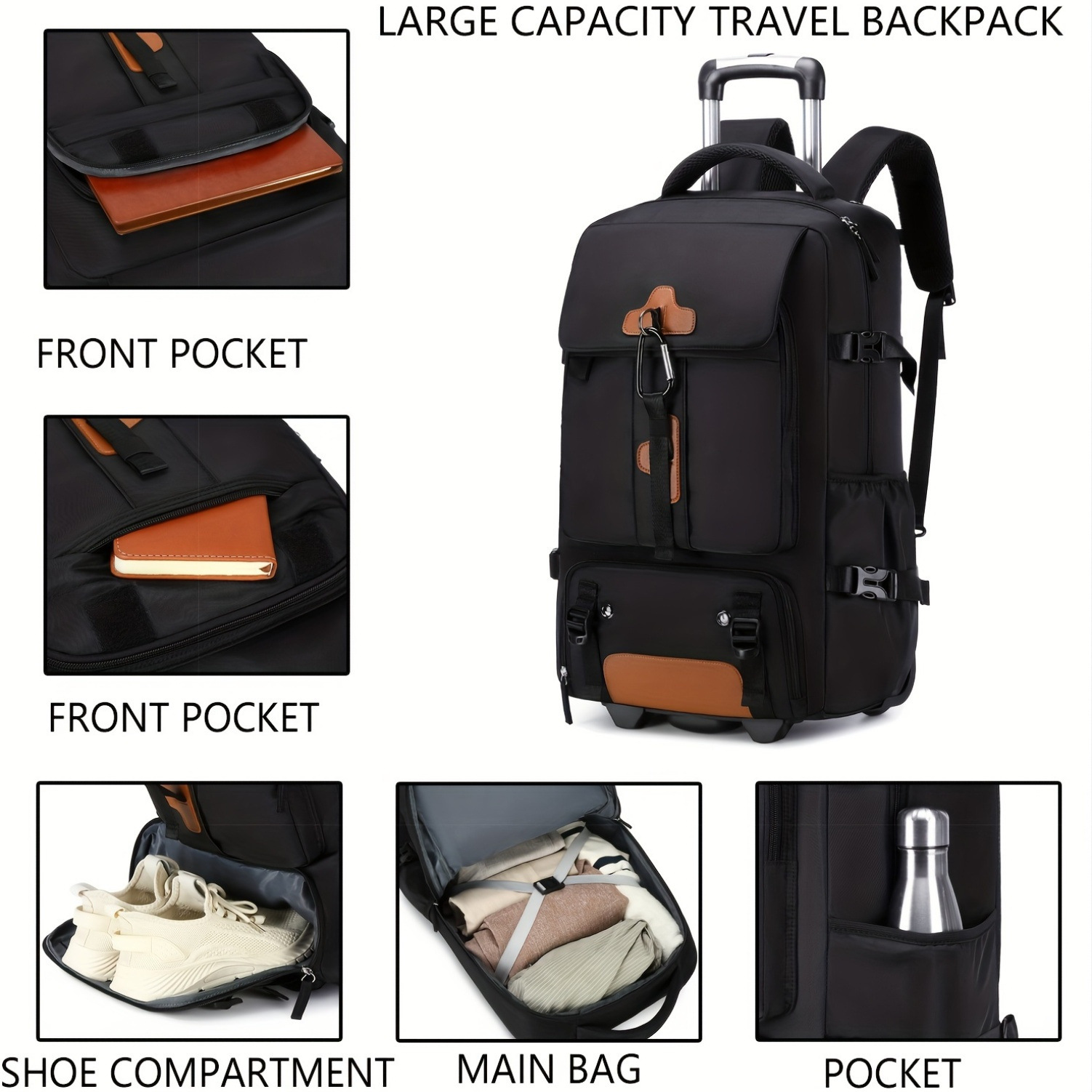 Rolling Backpack Large Capacit - Travel Accessories Bag For Men ulasan dan harga